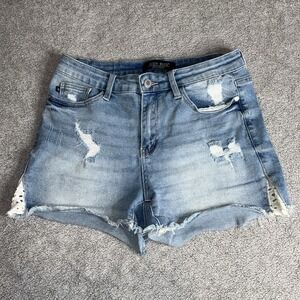 Judy Blue Denim Jean Shorts Women's 27 Stretch Lace Distressed Cut-Off JB1553-SF